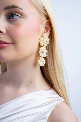 Blush Resin Flower Drop Clip-on Earring
