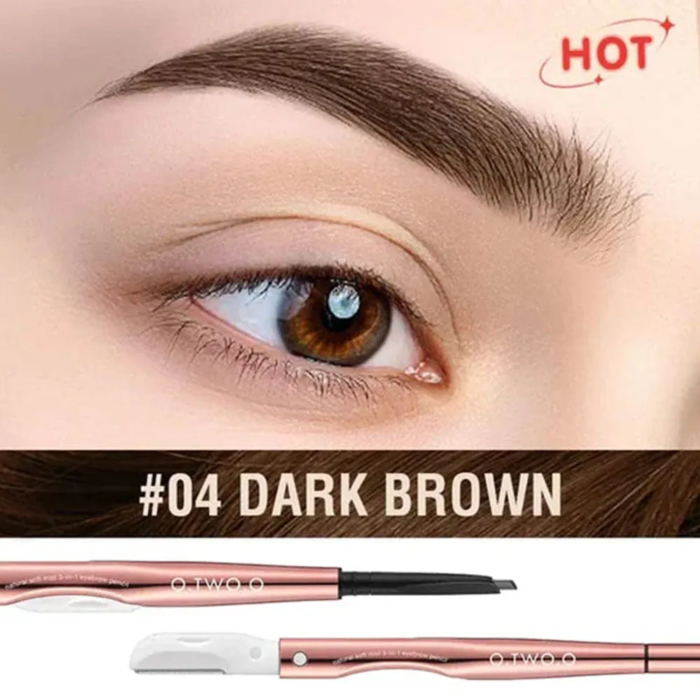 O.TWO.O Natural Soft Mist 3-In-1 Eyebrow Pencil 04 Dark Brown